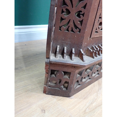 433 - A late 19th Century fretwork Corner Whatnot, possibly anglo-Indian, with two upper shelves supported... 