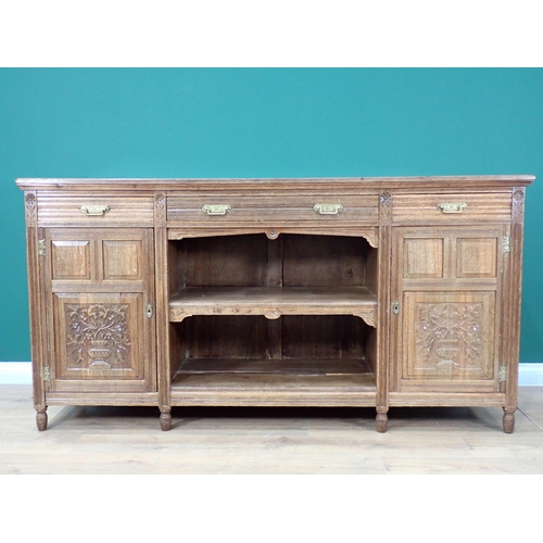 449 - A carved oak Sideboard fitted drawers and cupboards, 6ft W x 3ft 1in H