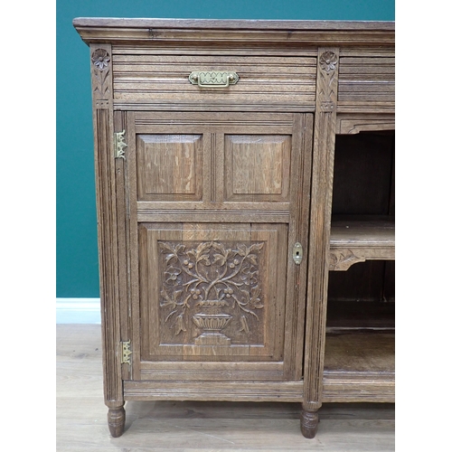 449 - A carved oak Sideboard fitted drawers and cupboards, 6ft W x 3ft 1in H