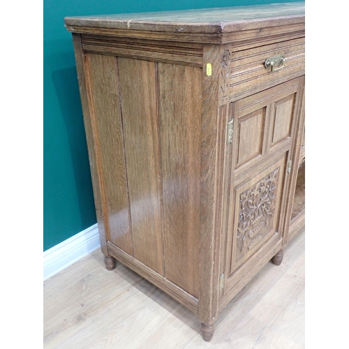 449 - A carved oak Sideboard fitted drawers and cupboards, 6ft W x 3ft 1in H