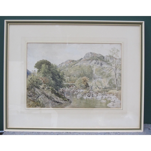 253 - WILLIAM WEST (1801-1861). A Rocky River Torrent, signed and dated 1848, watercolour, 15 x 22in; toge... 