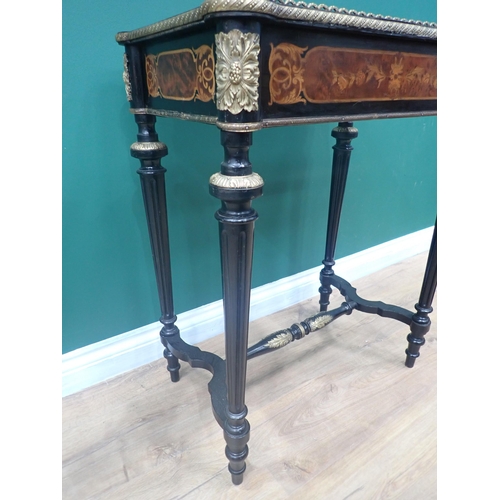 382 - A 19th Century French marquetry Jardiniere Stand with ebonised borders and gilt metal mounts, having... 