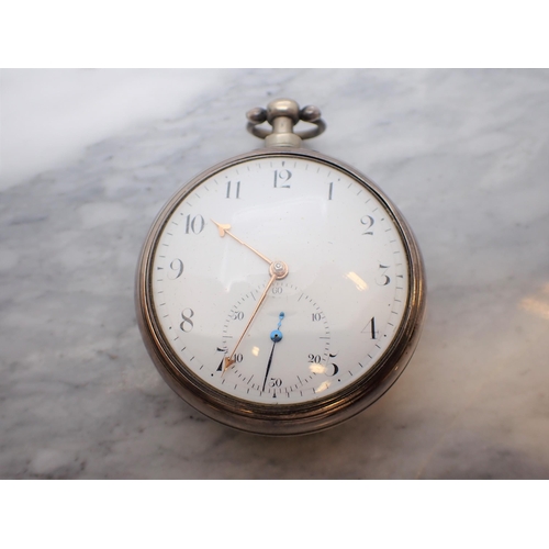 10 - An early 19th Century silver pair cased key wind Pocket Watch the white enamel dial with arabic nume... 