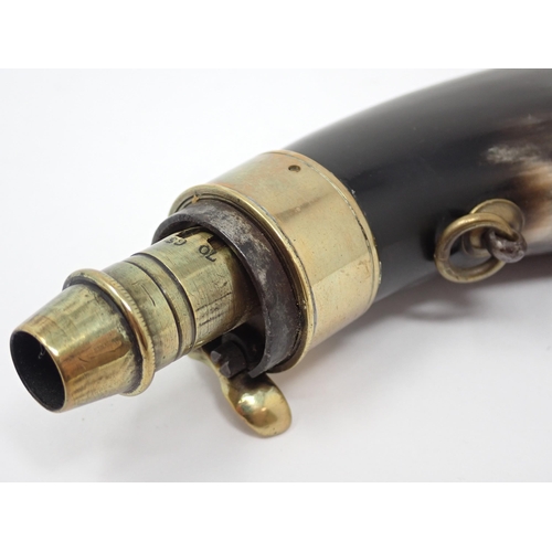 124 - A horn Shot Flask with brass mounts