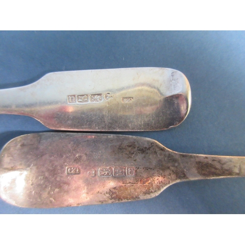 165 - A pair of George III silver Tablespoons, fiddle pattern engraved initials, Exeter 1817