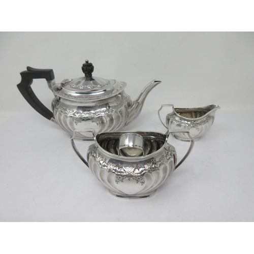 177 - A Victorian silver three-piece Tea Service with gadroon embossing, floral and leafage friezes, Sheff... 