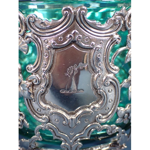 229 - A Victorian silver Sugar or Preserve Bowl finely embossed hunter with falcons and dogs, floral pierc... 