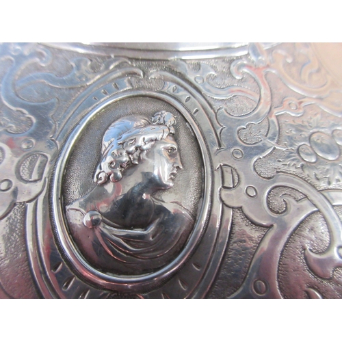 234 - A Victorian silver Pedestal Bowl and Cover, the lid with figure and anchor finial, four embossed ova... 