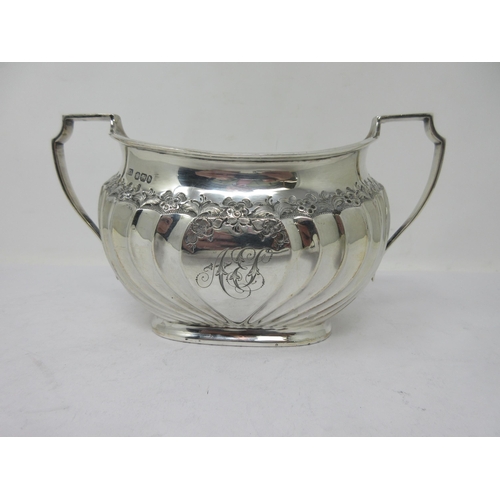 241 - A Victorian silver two-handled Sugar Bowl with gadroon body and floral engraved frieze, Sheffield 18... 