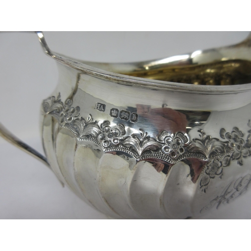 241 - A Victorian silver two-handled Sugar Bowl with gadroon body and floral engraved frieze, Sheffield 18... 