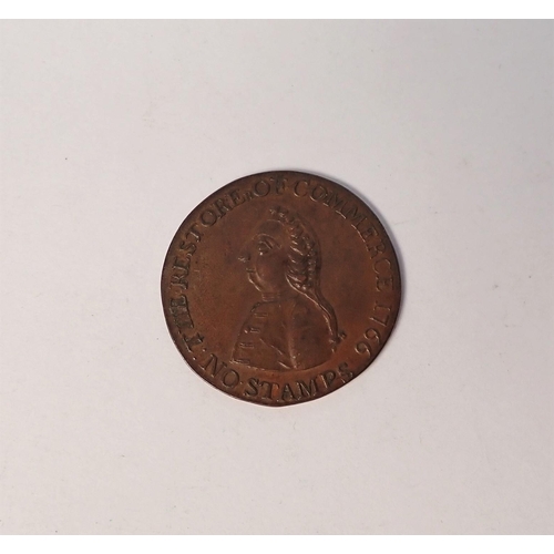 355 - US interest 1766 Pitt Half Penny Token