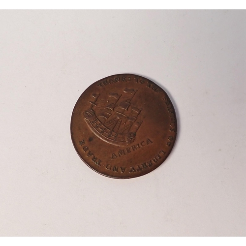 355 - US interest 1766 Pitt Half Penny Token