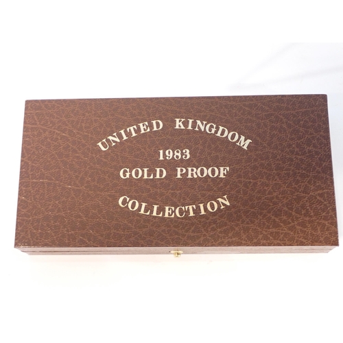 364 - A Royal Mint 1983 Gold Proof Collection, consisting of a Two Pound, Sovereign and Half Sovereign, in... 