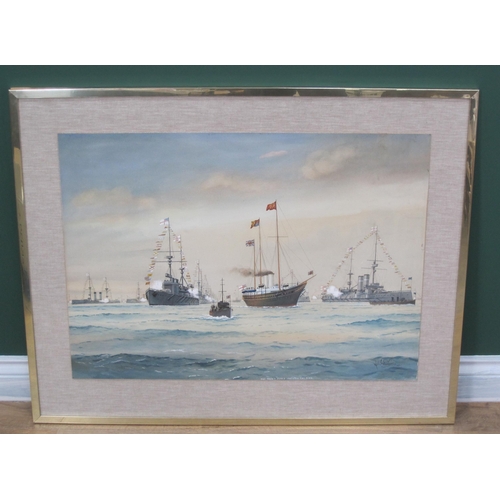 375 - WILLIAM C. CLUETT (act c. 1880-1920). The Fleet Review at Spithead, 1911, signed, inscribed 'Portsmo... 