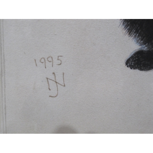 383 - JOHN NAPPER (1916-2001). 'Bruno'. A black cat signed with monogram and dated 1995, watercolour, 16½ ... 