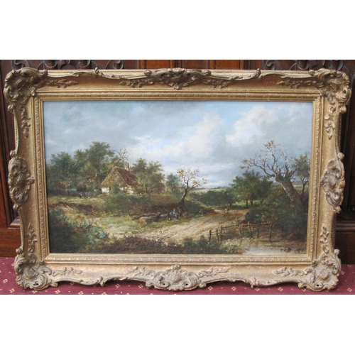 398 - JOSEPH THORS (1835-1920). On a Country Track, signed, oil on canvas, 12 x 20in