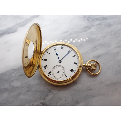 4 - An early 20th Century 18ct gold cased Half-Hunter Pocket Watch the white enamel dial with roman nume... 