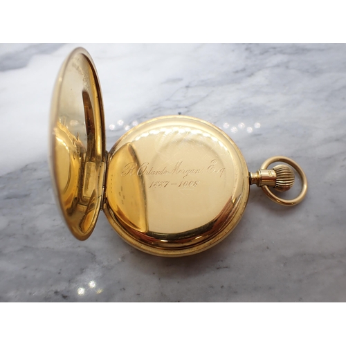 4 - An early 20th Century 18ct gold cased Half-Hunter Pocket Watch the white enamel dial with roman nume... 