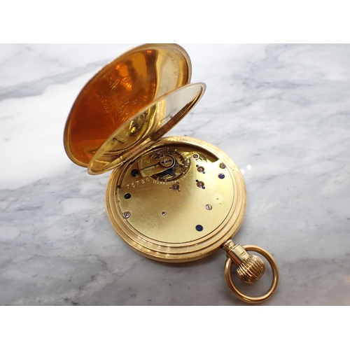 4 - An early 20th Century 18ct gold cased Half-Hunter Pocket Watch the white enamel dial with roman nume... 