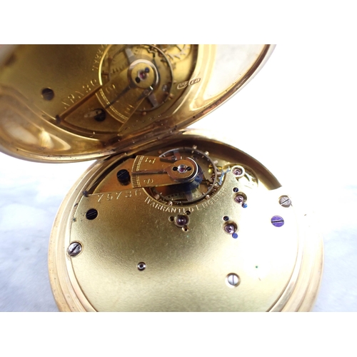 4 - An early 20th Century 18ct gold cased Half-Hunter Pocket Watch the white enamel dial with roman nume... 