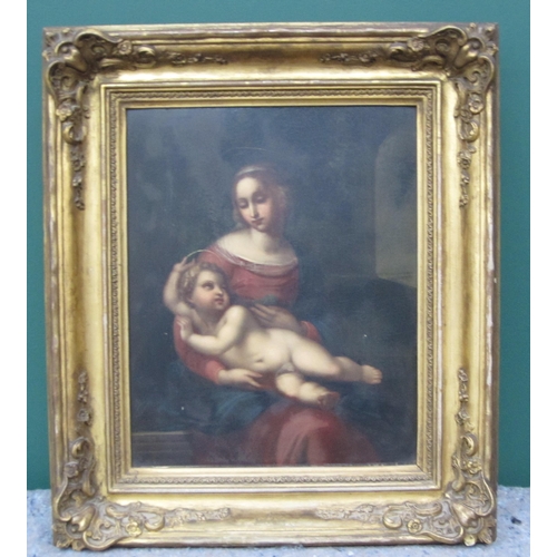 400 - AFTER RAPHAEL (1483-1520). The Virgin and Child, oil on metal, 15½ x 12in; together with an oil pain... 