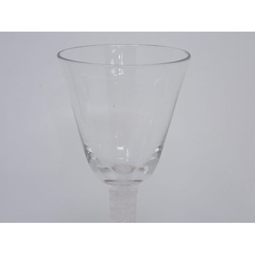 442 - A Georgian Wine Glass with bell-shaped bowl, double spiral twist stem, 6in H