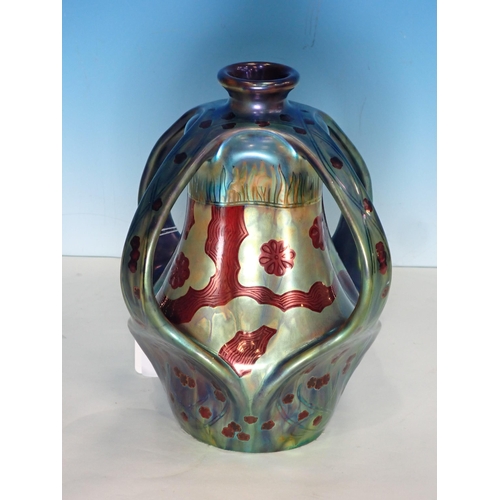 462 - Sandor Apati Abt for Zsolnay. An early 20th Century Jugendstil/Art Nouveau Vase with eosin lustre gl... 