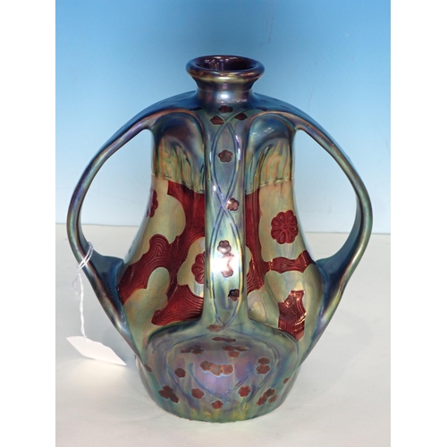 462 - Sandor Apati Abt for Zsolnay. An early 20th Century Jugendstil/Art Nouveau Vase with eosin lustre gl... 