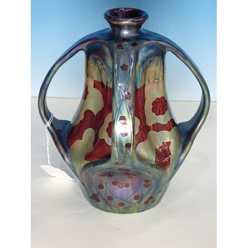 462 - Sandor Apati Abt for Zsolnay. An early 20th Century Jugendstil/Art Nouveau Vase with eosin lustre gl... 