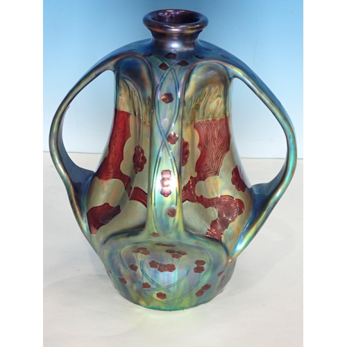 462 - Sandor Apati Abt for Zsolnay. An early 20th Century Jugendstil/Art Nouveau Vase with eosin lustre gl... 