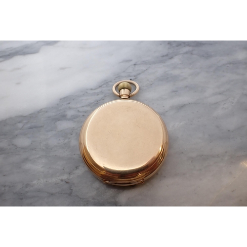 5 - A 9ct gold cased Hunter Pocket Watch the white enamel dial with roman numerals and subsidiary second... 