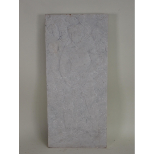 501 - ANNABEL SPRIGGE (1906-1980); 'Leading out his firsts', carved marble plaque with artist's name, addr... 