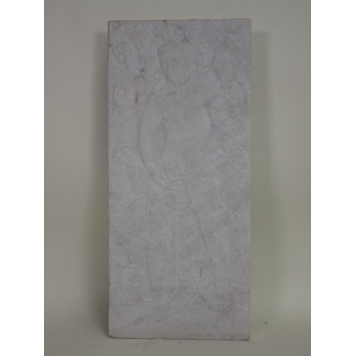 501 - ANNABEL SPRIGGE (1906-1980); 'Leading out his firsts', carved marble plaque with artist's name, addr... 