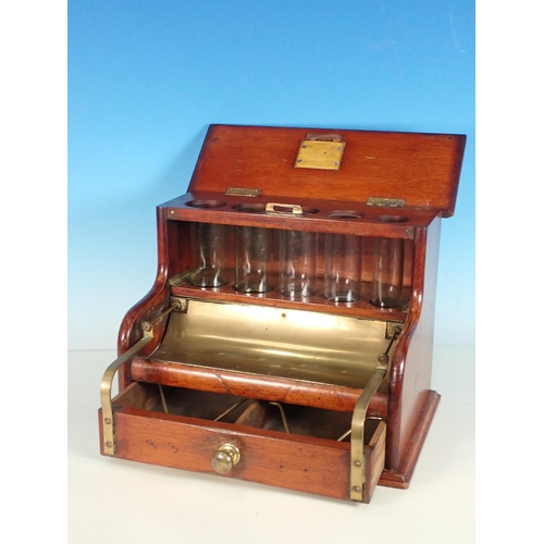 505 - An Edwardian 'Quiktil' Change Machine with hinged cover, brass coin tray and fitted drawer to base, ... 