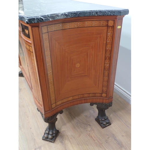 475 - A late 19th Century neo-classical Side Cabinet with shaped veined marble top, fitted three drawers w... 