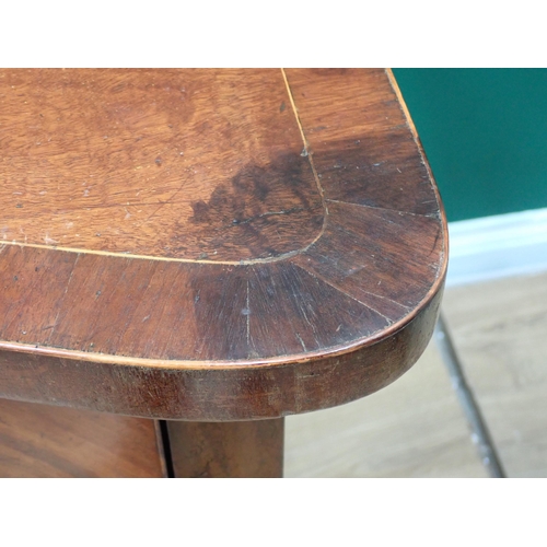 486 - A Georgian mahogany Serpentine Sideboard with crossbanded top and frieze, and two deep drawers raise... 