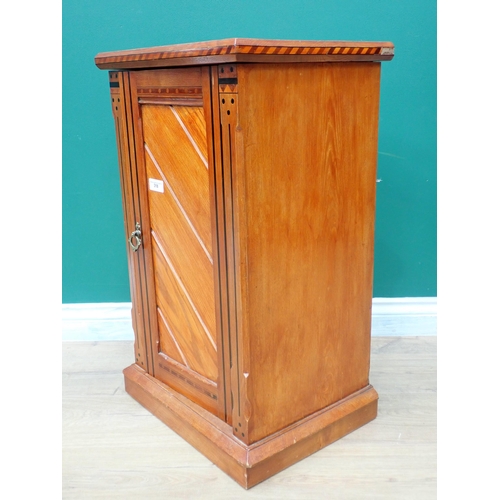 318 - An Arts and Crafts oak and inlaid  Pot Cupboard 2ft 4in H x 1ft 5in W