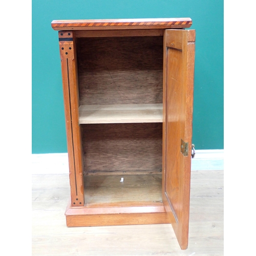 318 - An Arts and Crafts oak and inlaid  Pot Cupboard 2ft 4in H x 1ft 5in W