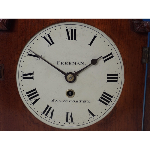 463 - A 19th mahogany Bracket Clock inscribed Freeman, Enniscorthy with repeater mechanism, 16in H