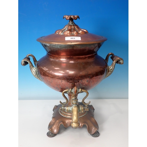 465 - A copper and brass Samovar, 17in H