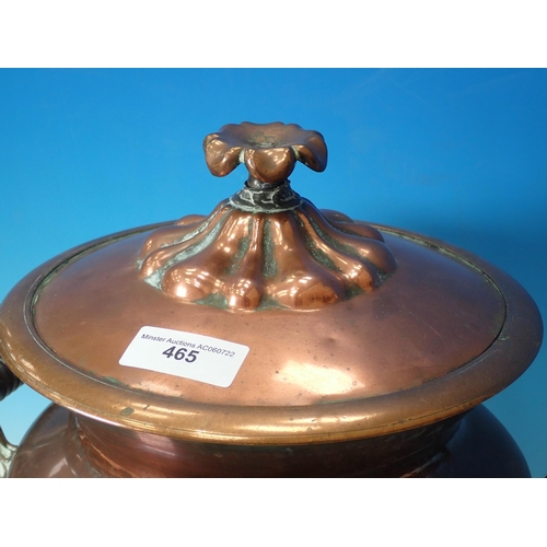 465 - A copper and brass Samovar, 17in H