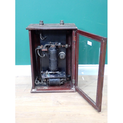 677 - A Telegraph machine in glazed case, 20in H overall