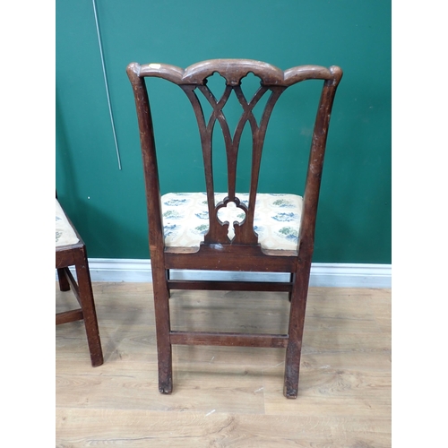 706 - A pair of Chippendale style Dining Chairs with drop-in seats on squared supports and stretchers