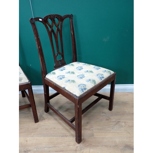 706 - A pair of Chippendale style Dining Chairs with drop-in seats on squared supports and stretchers