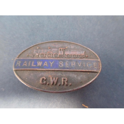 100 - A Victorian silver Pendant Cross, Thimble, A/F, GWR Railway Service Badge, silver Medallions, enamel... 