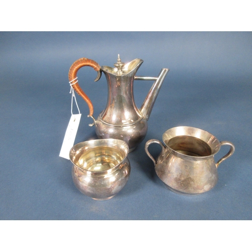 103 - An E.P.B.M Dresser style Coffee Pot and Sugar Bowl, and another plated two-handled Sugar Bowl