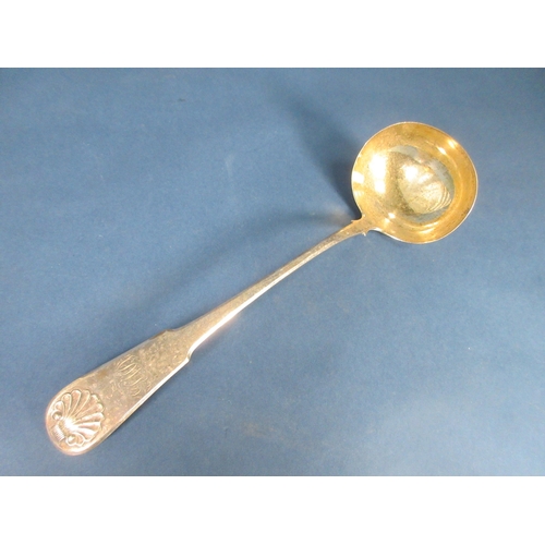 110 - A George III silver Soup Ladle, fiddle and shell pattern, engraved initials, London 1809, maker: Sar... 