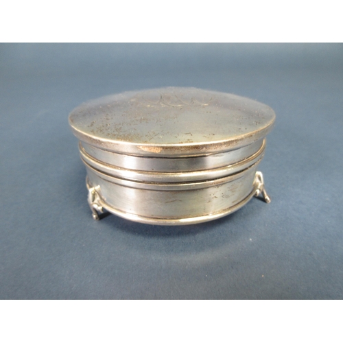 126 - A George V silver circular Trinket Box, engraved initials, Birmingham 1917