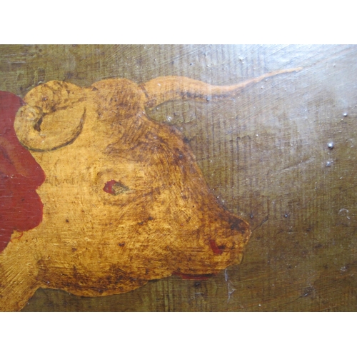 223 - ENGLISH SCHOOL, 20th Century. A Hereford Bull in a meadow, mixed media, over print base,  on paper l... 