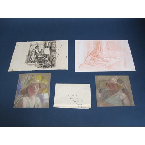 224 - A Folio of unframed drawings and prints from the Studio of Maurice Feild, principally portrait and i... 